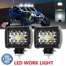2pcs 4inch Led Work Light Bar Spot Flood Beam Fit Can-am Polaris Rzr Atv Utv