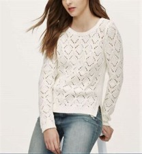 NWT Ann Taylor LOFT Cream vanilla women's open knit sweater pullover XS
