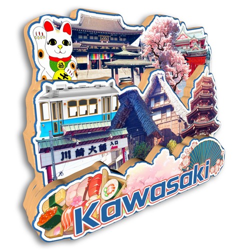 Kawasaki Japan Refrigerator magnet 3D travel souvenirs wood - 第 3/4 張圖片
