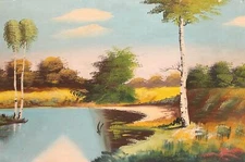 Impressionist gouache painting landscape