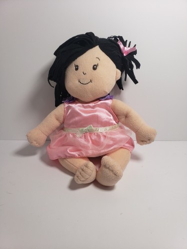 Wee Baby 12” Plush Doll Manhattan Toy Co. Black Hair Pink Dress - Picture 10 of 11
