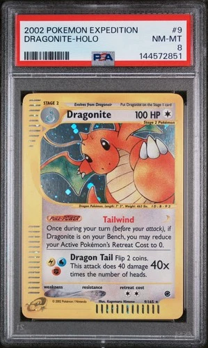 2002 POKEMON EXPEDITION #9 DRAGONITE-HOLO PSA 8