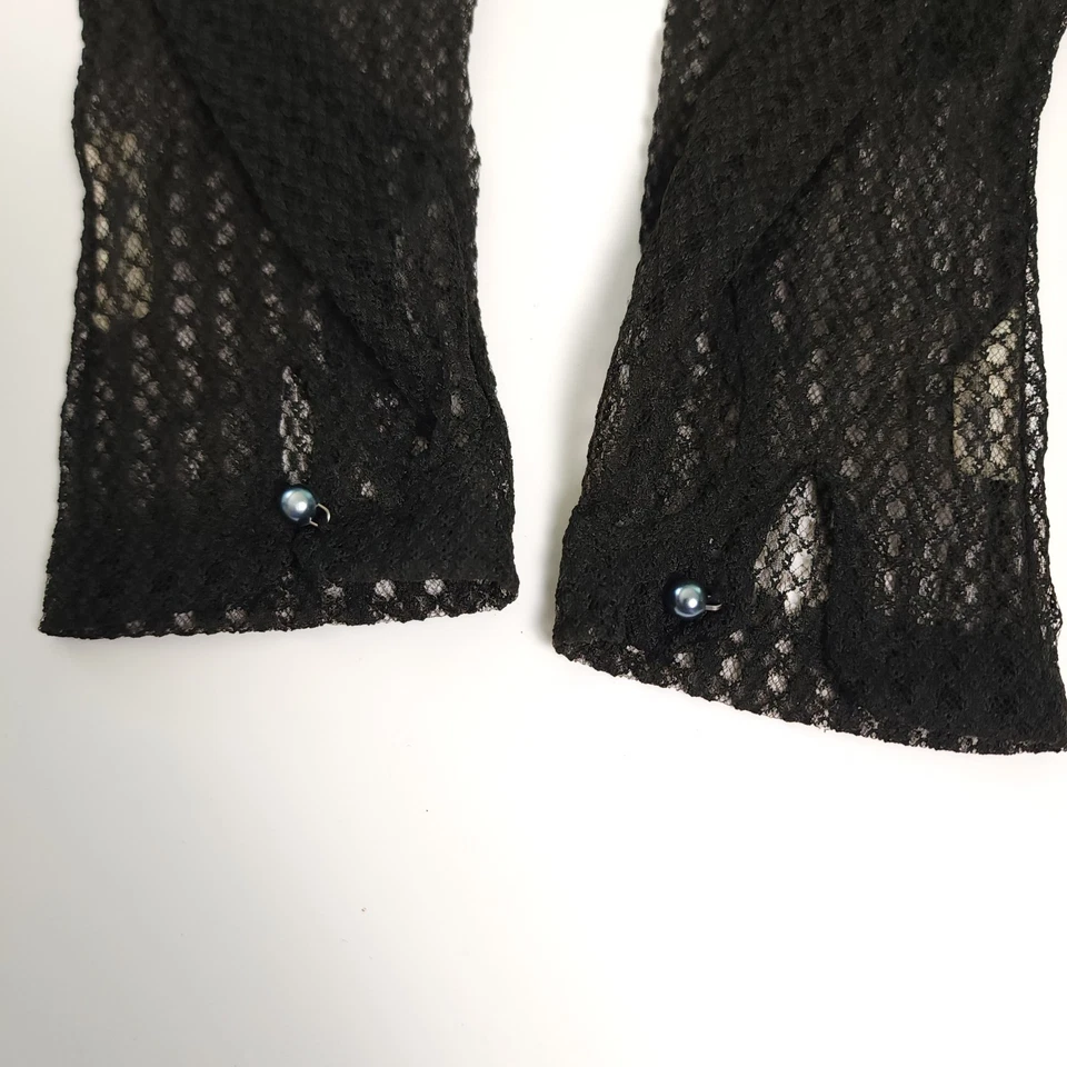 Guantes Hansen vintage negros de encaje/crochet para mujer talla 7 1/2 cierre de botones Foto 4 de 4
