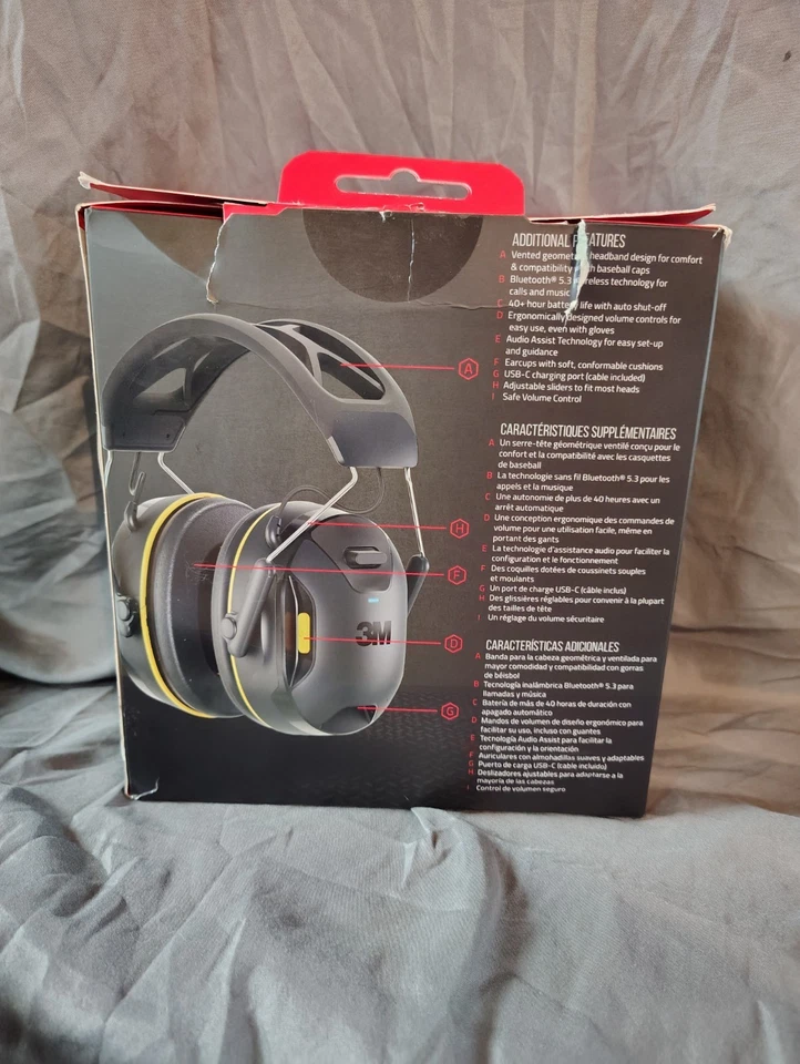 3M WorkTunes Hearing Protector Bluetooth Headphones 26db NRR with Microphone Mic - Image 4 of 4