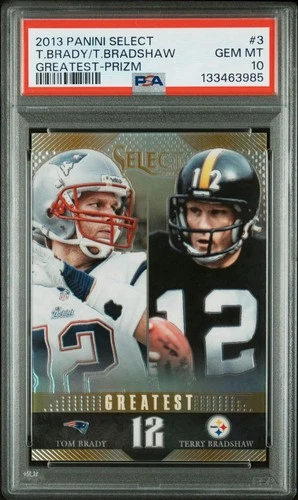 2013 Select Tom Brady / Bradshaw #3/25 Prizm 1st year Select PSA 10  PSA Pop 1!!