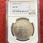1878 CC Morgan Silver Dollar $1 90% Silver Business NGC AU58 Cert 8004771-001