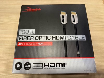 Rocketfish 100' 4K UltraHD In-Wall Rated Fiber Optic HDMI Cable RF-HG100AOC24