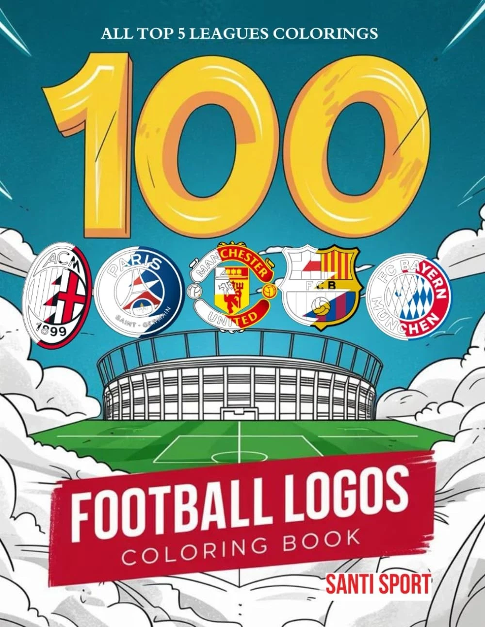 100 Logos Football Colouring Book: Fun Activity Book to Color Soccer Teams Badge - Picture 1 of 2