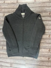 Schott Bros Fleece Lined Full Zip Thick Chunky Sweater Size M color dark grey