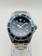 Vintage Casio MTD 1010 1346 40mm Blue Dial Quartz Wristwatch