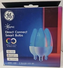 GE CYNC Smart Color Change Bulbs WiFi Compatible w Alexa & Google 40W B11