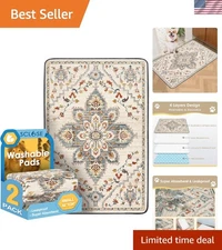 Reusable Waterproof Puppy Pads - 2 Pack 36" x 24" in Elegant White Medallion