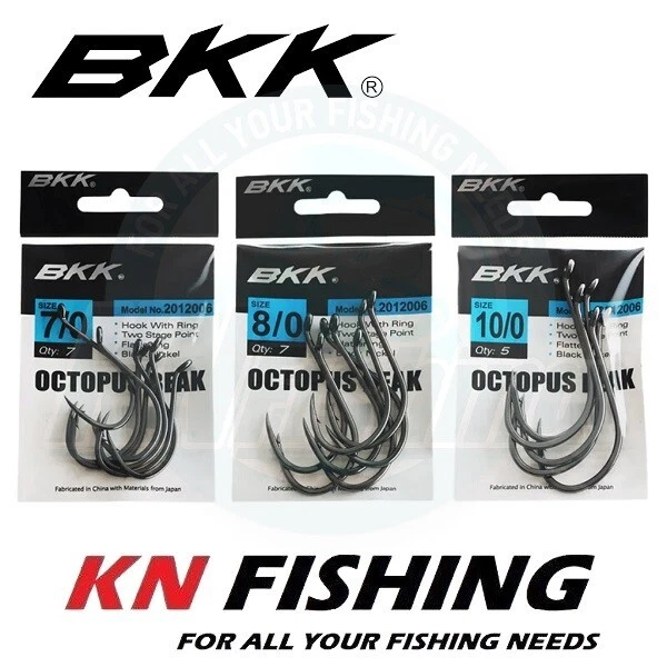 BKK Negro Pulpo Pico Alto Carbono Mar Pesca Ganchos 2/0 3/0 4/0 5/0 6/0 7/0 8/0 - Imagen 2 de 4