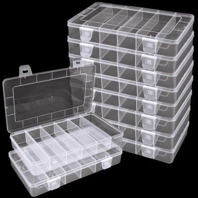 6 Grids Fishing Tackle Box Organizer - Clear Storage Container 10 Pack