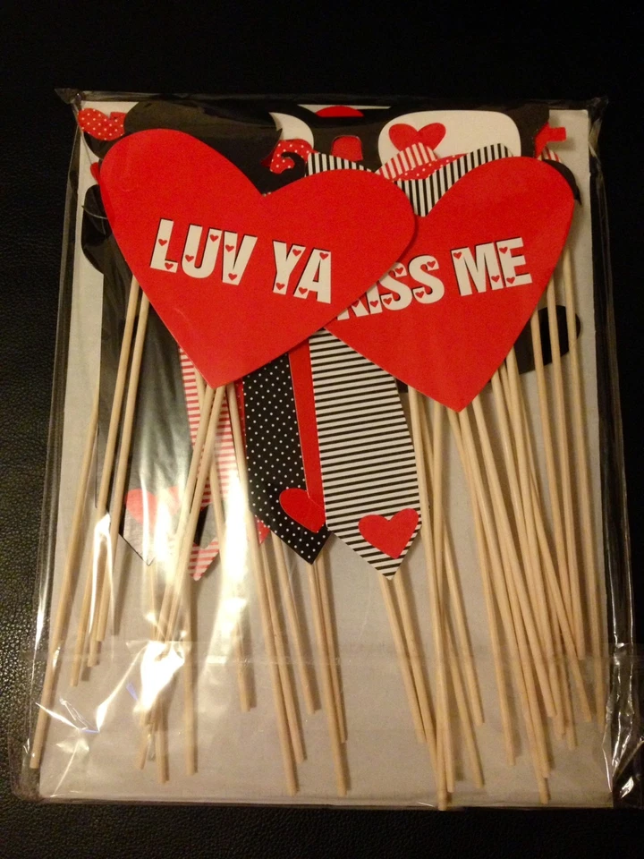 Accesorios para cabina de fotos del día de San Valentín unidos al palo, boda, vendedor de EE. UU. Foto 2 de 2