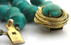 Vintage VOGUE Signed Bird Nest Turquoise Banded Bead Necklace Mutli Strand 22" — photo 4