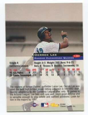1994 Classic Derrek Lee Signed Card Baseball MLB Autographed AUTO 