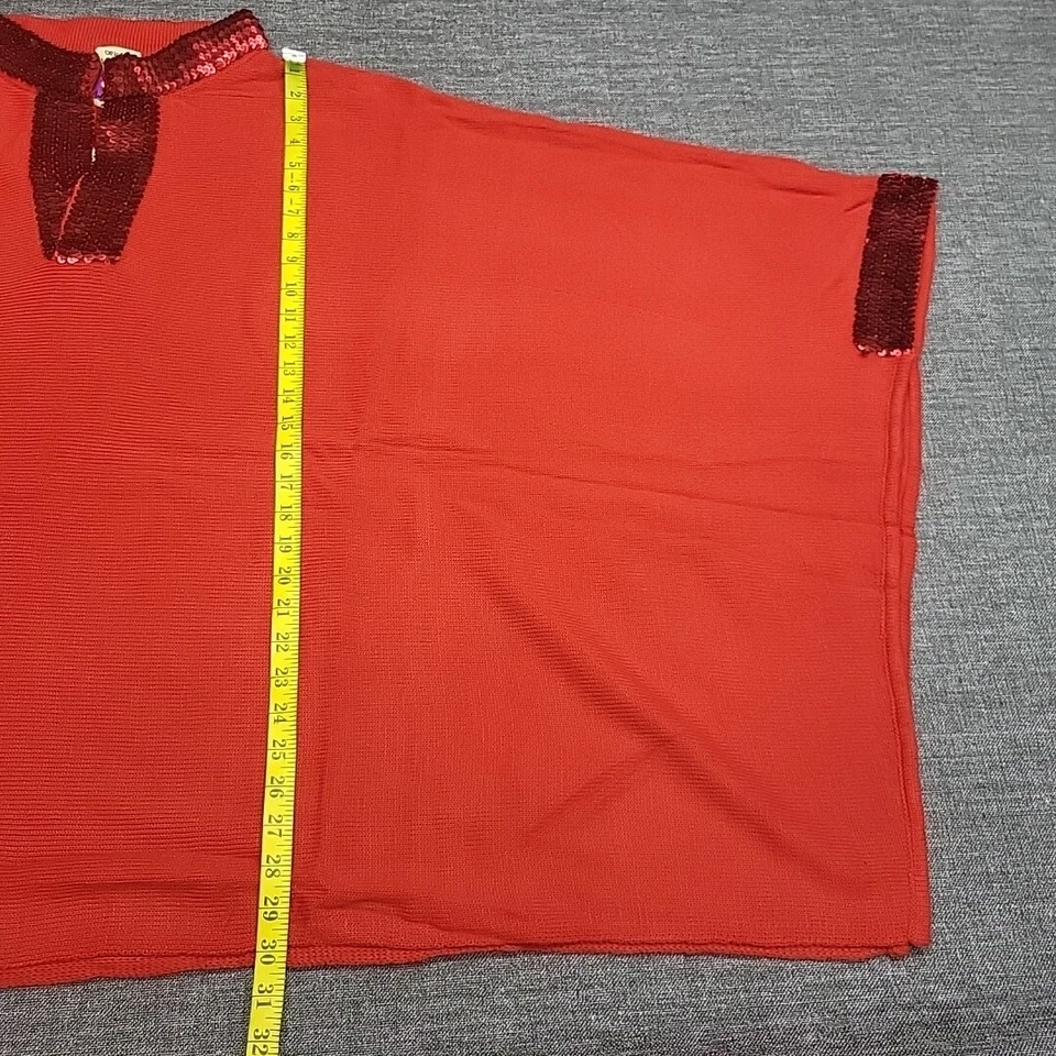 Suéter Pullover Antthony Original Mujer Lentejuelas Frontales Talla Única Rojo Relxed Top Foto 2 de 4