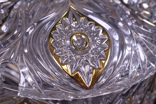 Kristallglas Bowle Set 6 Personen Nachtmann mit Goldstaffage guter Zustand - Bild 4 von 13