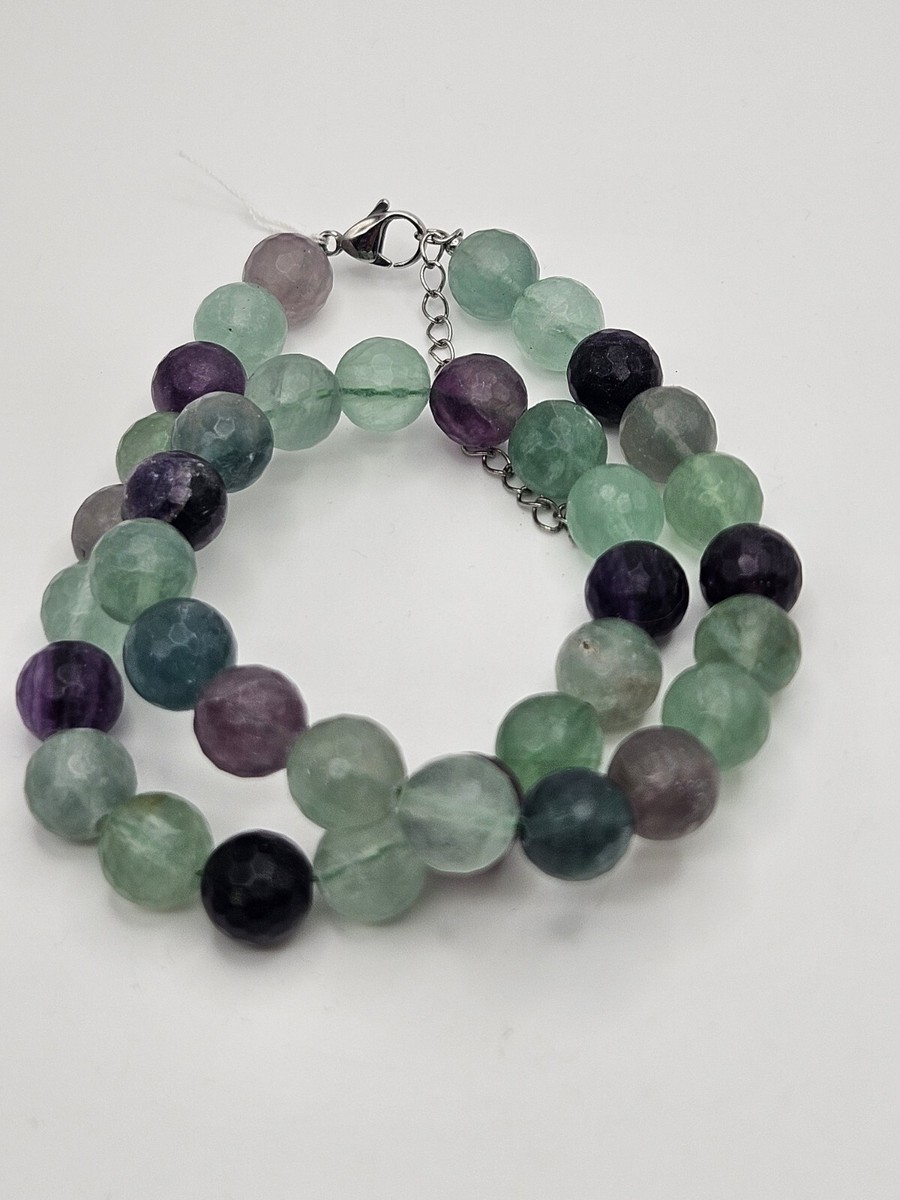 Natural Fluorite Beads 4mm 6mm 8mm 10mm 12mm 14mm 16mm 18mm  Fluorite Beaded Necklace Purple Green Natural Gemstone Round Polished Beads main image 2