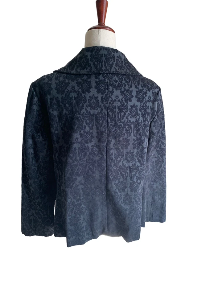 Blazer J Jill Floral Terciopelo Repujado Jacquard Abotonado Negro Talla 20 Foto 2 de 4