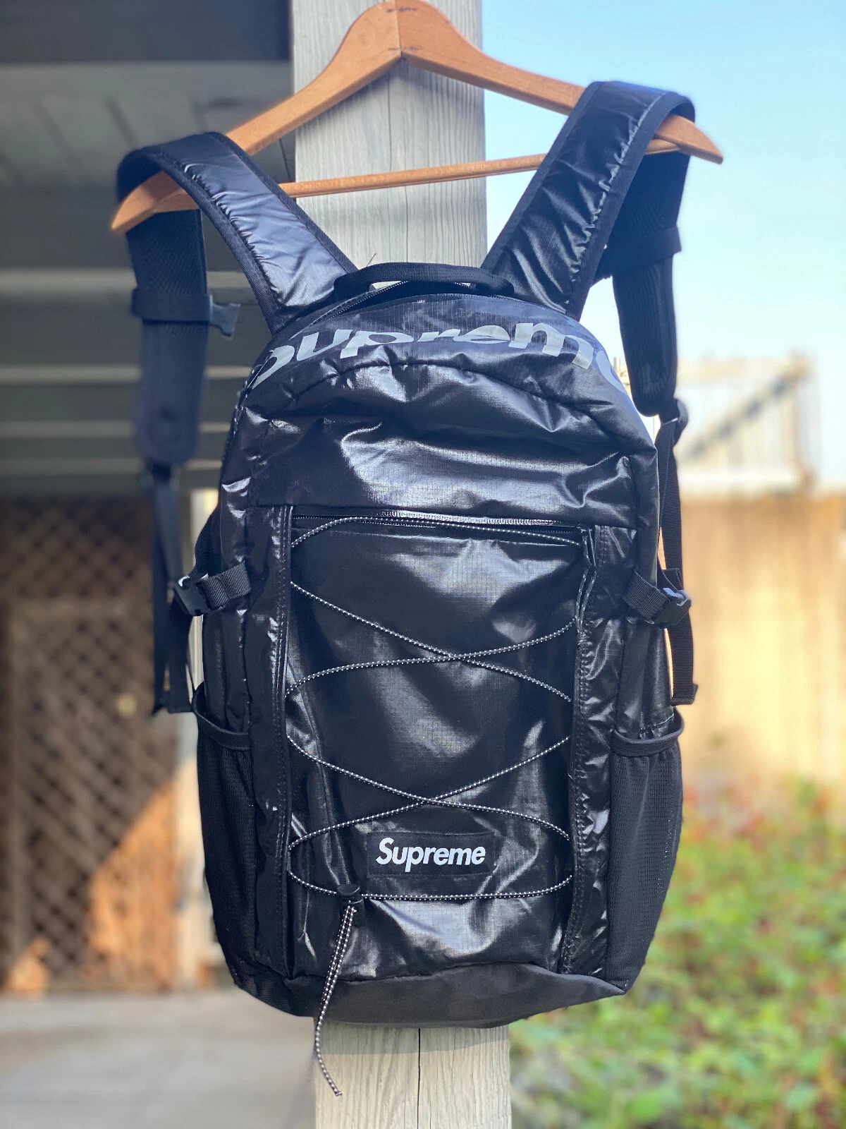 Sac à dos Supreme F/W 17 noir Cordura nylon boîte réfléchissante logo