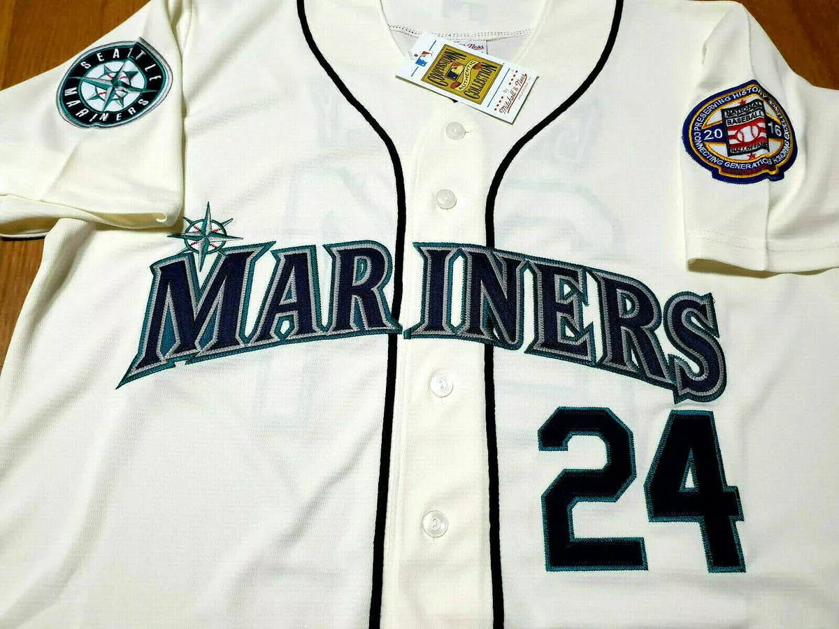 Ken Griffey Jr. SEATTLE MARINER #24 Throwback 2 PATCH SEWN JERSEY