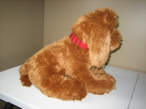 GUND Labradoodle Dog Plush 18” Brown Lord & Taylor 2003 Plaid Collar Realistic - Picture 6 of 10