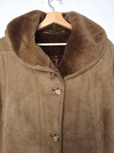 Cappotto Shearling Cleiren da Donna Vera Pelle Montone Vintage Taglia L Marrone - Foto 5 di 13