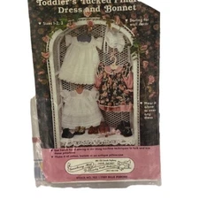 Vintage Sewing Pattern Toddlers Tucked Pinafore Dress and Bonnet