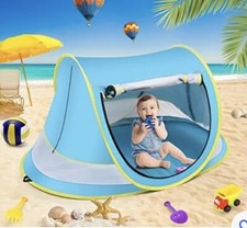 NEW BABY BEACH TENT with Mosquito Net Sun Shade Shelter Blue UPF 50 KAPEAZO