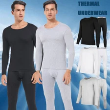 Men's Thermal Underwear Long John Base Layer Fleece Lined Top Bottom T-Shirts