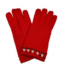 Shalimar Gloves Beaded Red Wool Vintage 1960s Size 6 New Old Stock