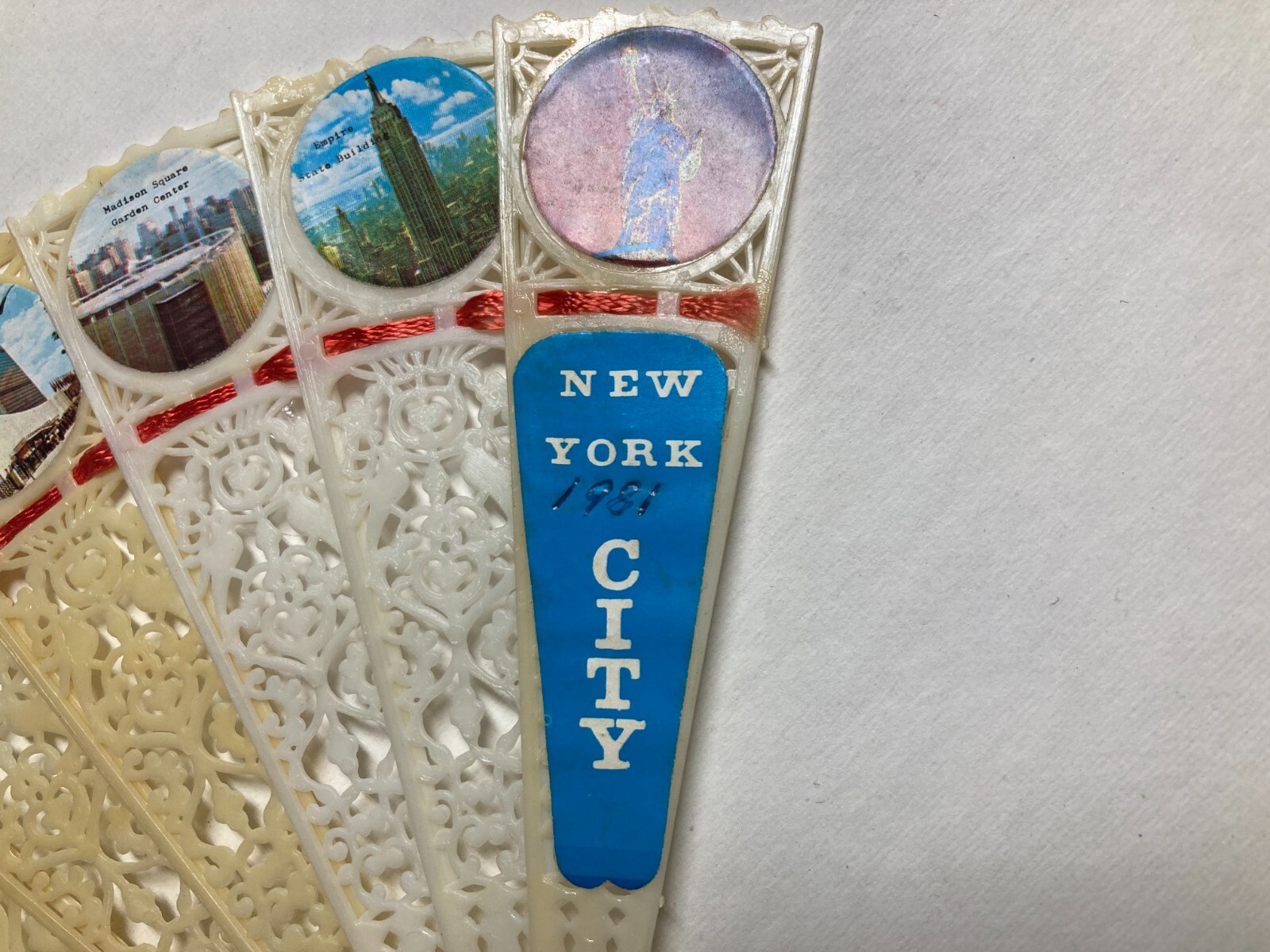 Vintage Foldable Plastic Hand Fan Ivory 1970s New Yor… Gem