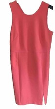 Ann Taylor Sleeveless Dress Coral Pink Ponte Knit Womens 14 keyhole back summer