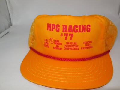 1C Vtg MPG Racing Speedway Racing Hat Sprint Car Dirt Track Trucker Cap  Yellow