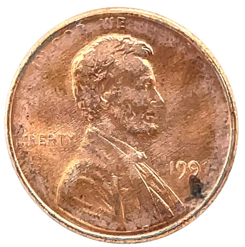 1992 P Lincoln Cent Error, Struck Through Grease, Great Example Greaser - Image 2 of 4