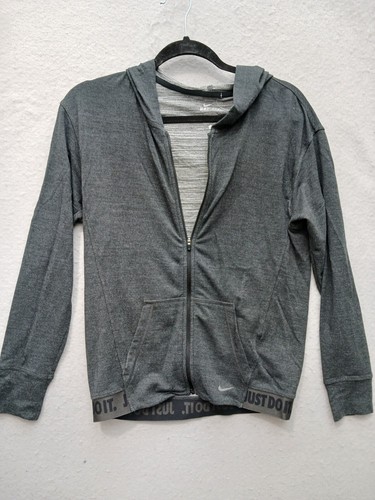 Sudadera con capucha deportiva ajustada con cremallera completa Dri-Fit gris carbón Nike XL para mujer - Imagen 1 de 13