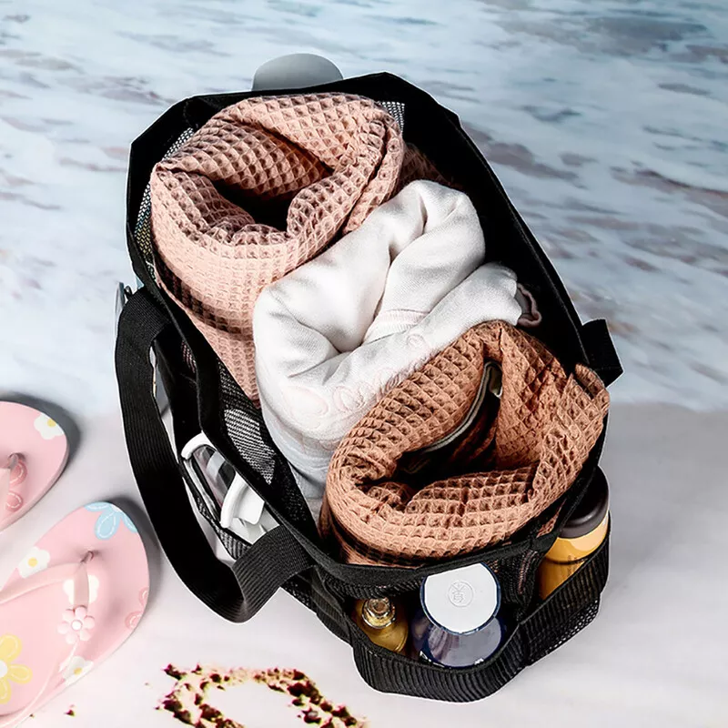 Large Capacity Mesh Multi pocket Beach Bag Portable TravelSwimming