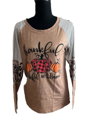 NWOT Thankful Grateful Blessed Pumpkin Long Sleeve top blouse