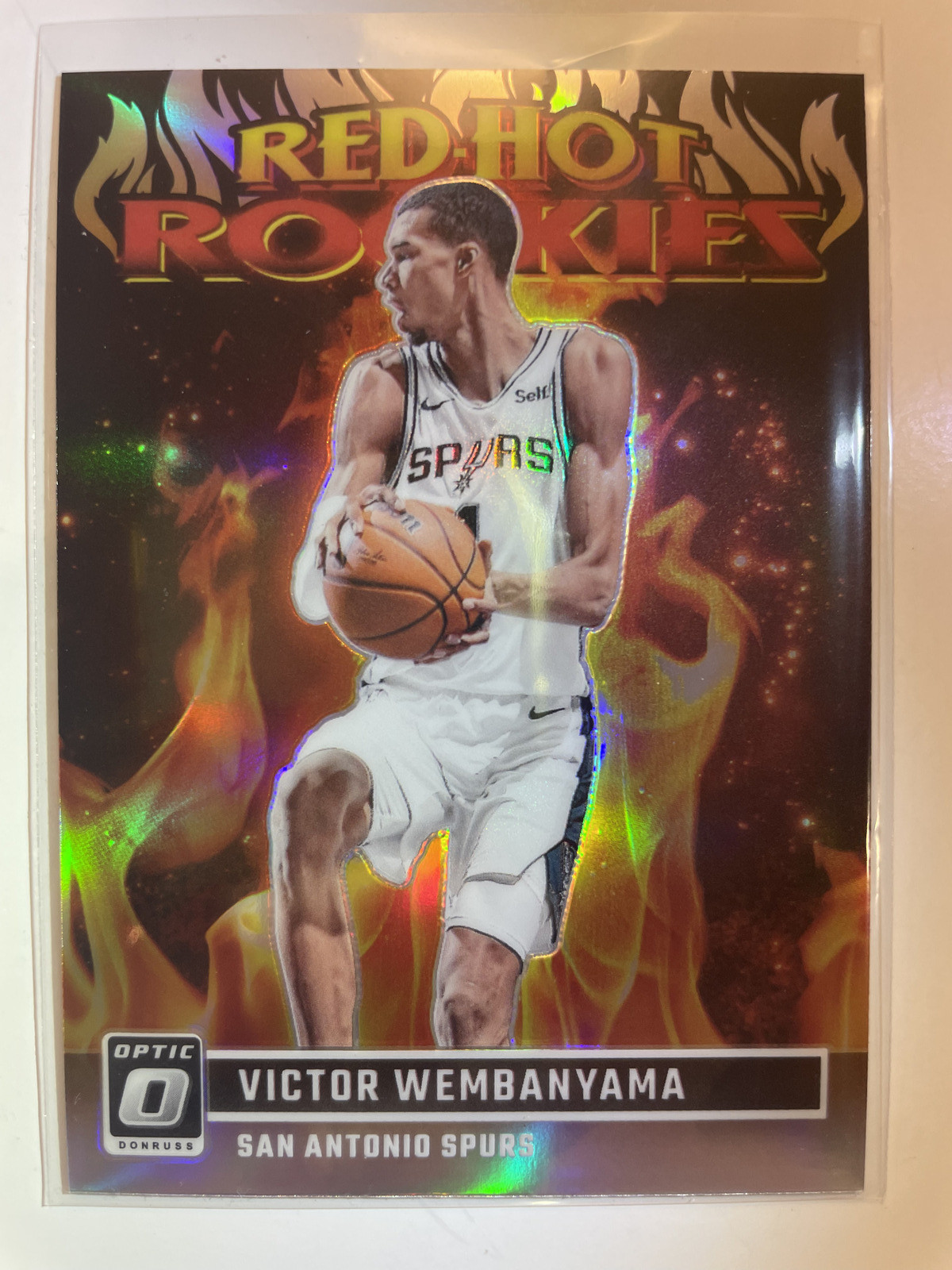 2023-24 Panini Optic Victor Wembanyama Red Hot Rookies Silver Holo Prizm #2
