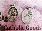 Saint St Christopher + Pray for Us - Ox Die Cast Silver Tone Italian 1"  Medal