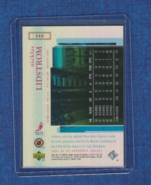 2004-05 SP Authentic Hockey All World Team # 112 Nicklas Lidstrom - Image 2 of 2