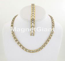 Men's Magnetic Stainless Steel Link Necklece Bracelet Set - 5000 Gauss 316L