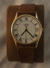 CONCORD VINTAGE 14k GOLD QUARTZ 32MM WATCH
