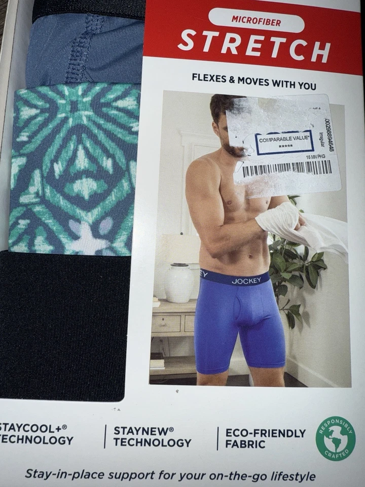 Jockey Generation 3 pares de calzoncillos boxer de pierna larga para hombre microfibra poliéster (A) ~ M Foto 2 de 3