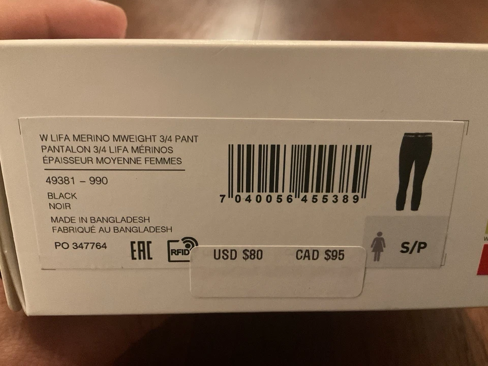 Pantalones para mujer Helly Hansen Lifa Merino peso medio 3/4, negros, pequeños Foto 2 de 4