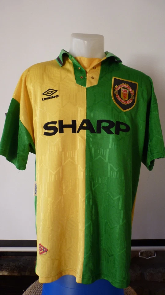 Maillot Cantona 7 Manchester United 1992 1993 1994 Large third shirt jersey MU - Photo 2/4