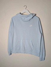 Nike Light Blue High Neck Hoodie Embroidered Logo Womens size Medium
