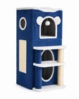 33” Blue 3-Tier Indoor Cat House Condo Tree Scratching Post Tower Modern